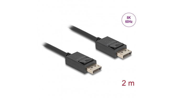 DisplayPort kaabel 2.0m, kullatud, kolmekordne varje, 8K@60Hz kuni 16K@30, DP 2.0, must