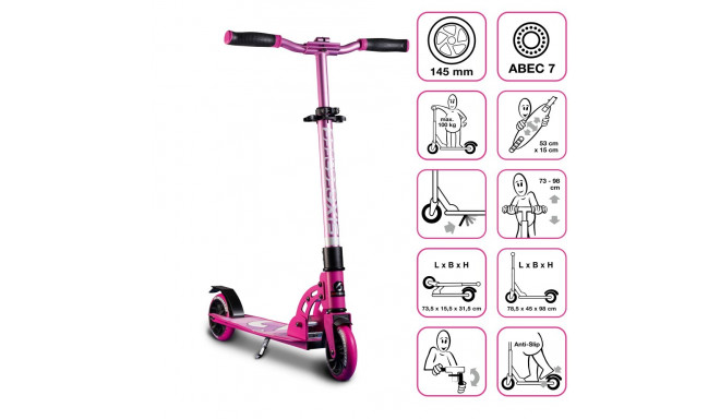 Six Degrees alumiiniumtõukeratas 145 mm roosa AU 584