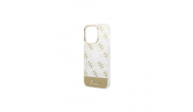 Guess GUHCP14LHG4MHG iPhone 14 Pro 6.1" kuldne kõvakorpus 4G mustriga Script