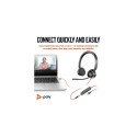 POLY Blackwire 3325 stereo MS Teams juhtmega peakomplekt, 3,5 mm pistik, USB-C/A adapter, must