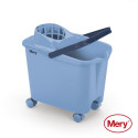 Bucket 14L with push-on wheels blue