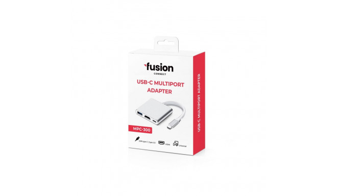 Fusion (3 in 1) USB-C multiport adapter | USB 3.0 | HDMI | USB-C | hõbedane