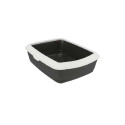 Cat litter tray : Trixie Classic cat litter tray, with rim, 37 × 15 × 47 cm, dark grey|white