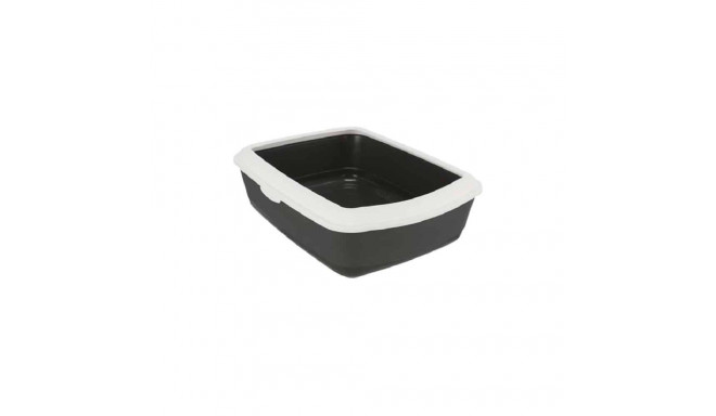 Cat litter tray : Trixie Classic cat litter tray, with rim, 37 × 15 × 47 cm, dark grey|white