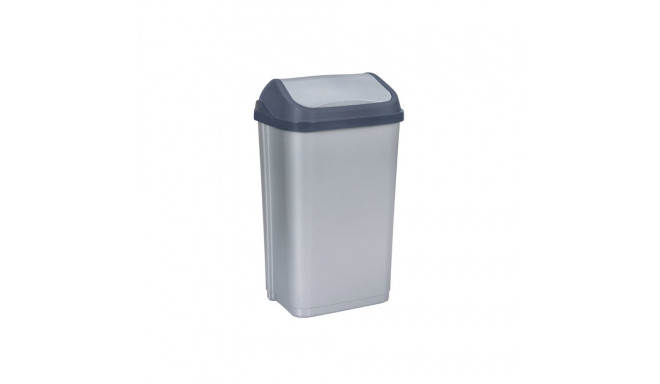 Waste bin with swivel lid 50L Swantje 38.5x29x66cm light silver