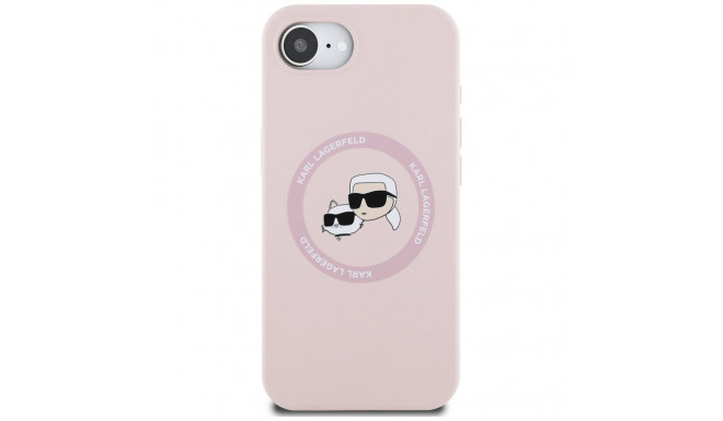 Case Karl Lagerfeld Silicone Karl&Choupette Heads MagSafe for iPhone 16e pink