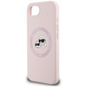 Case Karl Lagerfeld silikoon Karl&Choupette Heads MagSafe iPhone 16e jaoks roosa