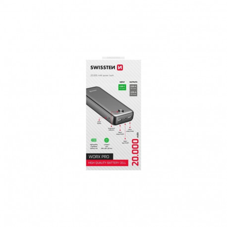 Swissten Power Worx Pro Power Bank External Charging Battery 20000 mAh