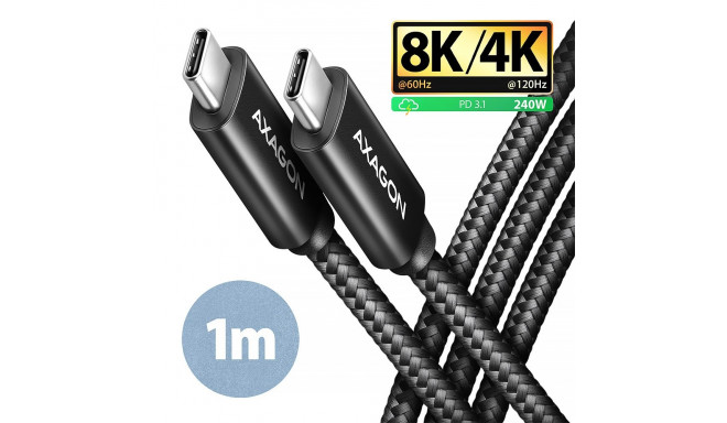 AXAGON Data and charging USB4 Gen 3x2 cable, 1 m | BUCM3-CM15AB | USB Type C - USB Type C