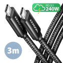 AXAGON Data and charging USB 480Mbps cable, 3 m | BUCM2-CM30AB | USB-C to USB-C