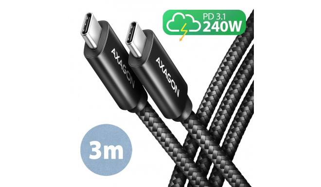 AXAGON Data and charging USB 480Mbps cable, 3 m | BUCM2-CM30AB | USB-C to USB-C