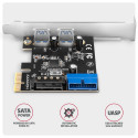 Axagon AXAGON PCEU-232RS kontroller, PCIe kontroller, 2+2x USB 5Gbps port, SATA toide, Renesas PD720