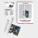 Axagon AXAGON PCEU-232RS kontroller, PCIe kontroller, 2+2x USB 5Gbps port, SATA toide, Renesas PD720