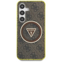 Case Guess 4G Glitter Triangle Buttons MagSafe for Samsung Galaxy S25 pruun