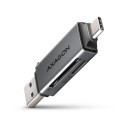 AXAGON Mobiilne USB 3.2 Gen 1 MINI kaardilugeja USB-C ja USB-A ühendustega | CRE-DAC