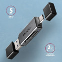 AXAGON Mobiilne USB 3.2 Gen 1 MINI kaardilugeja USB-C ja USB-A ühendustega | CRE-DAC