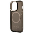 Guess GUHMP14LHTCMK iPhone 14 Pro 6.1" must kõvakorpus kuldse kontuuriga läbipaistev MagSafe