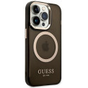 Guess GUHMP14LHTCMK iPhone 14 Pro 6.1" must kõvakorpus kuldse kontuuriga läbipaistev MagSafe