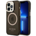 Guess GUHMP14LHTCMK iPhone 14 Pro 6.1" must kõvakorpus kuldse kontuuriga läbipaistev MagSafe