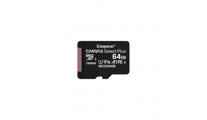 Kingston Canvas Select Plus MicroSD kaart 64 GB Class 10 UHS-I/U1 A1 V10 (SDCS2/64GBSP)