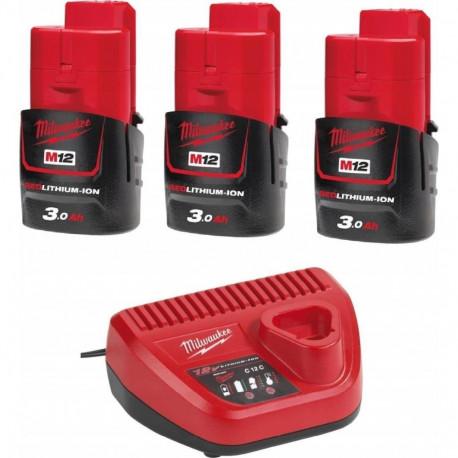 Set M12 NRG-303 (charger + 3 pcs., battery M12 B3) Milwaukee