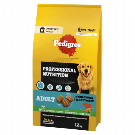 Pedigree koerte kuivtoit Professional Nutrition Adult veiseliha ja köögiviljadega keskmist ja suurt 