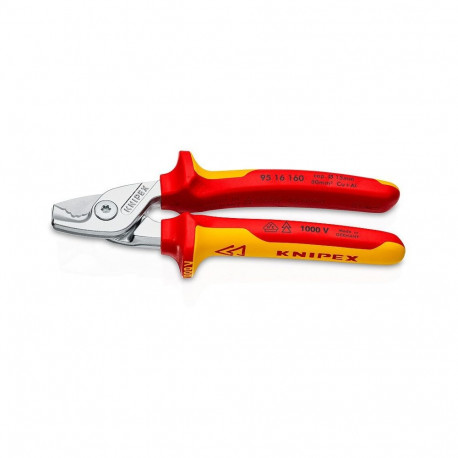 Knipex 95 16 160 jõukaabli lõikur-pressimistangid, punane, roostevaba teras, kollane