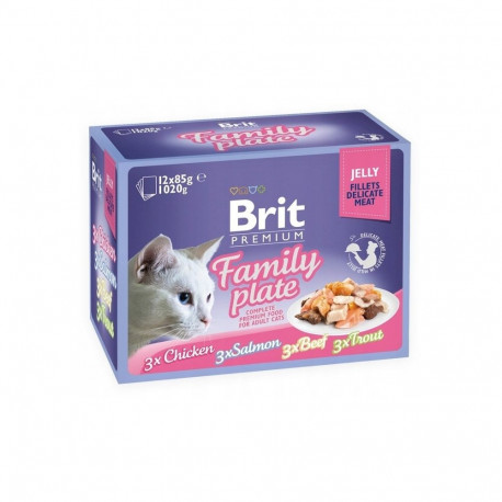 BRIT Premium Family Plate Fillets in Jelly Mix of Flavors - wet food for cats - 12x85g