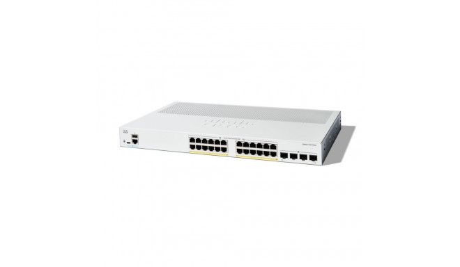 Cisco Catalyst 1300-24P-4G hallatav lüliti, 24-port GE, PoE, 4x1GE SFP, piiratud eluaegne kaitse (C1