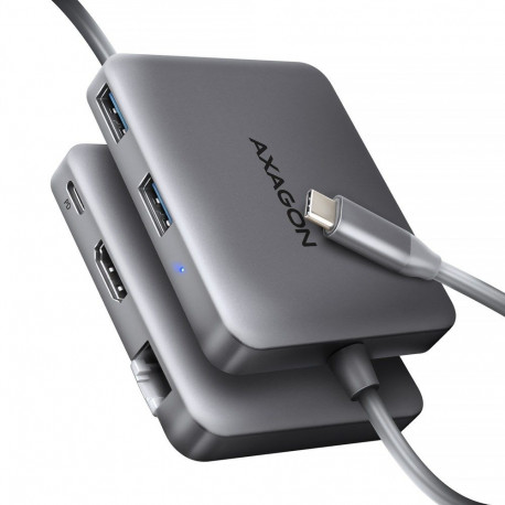 Axagon USB-jaotur HMC-5HL 5Gbps, 2x USB-A, HDMI 4k/60Hz, RJ-45, PD 100W, 20cm USB-C-kaabel
