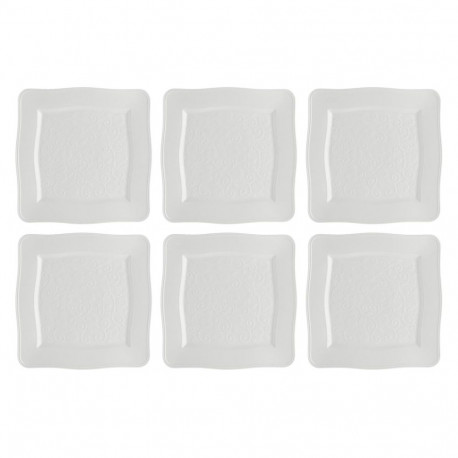 Set of 6 Square Plates Florentina - White, 26.5 cm