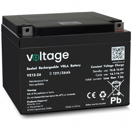 AGM-aku 12V 26Ah VE12-26 (kasutusiga 6–9 aastat)