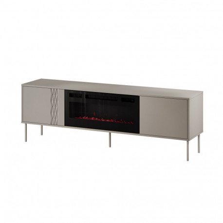 Cama RTV cabinet EF + fireplace black TRESSE 180x40x54.5 cashmere matt