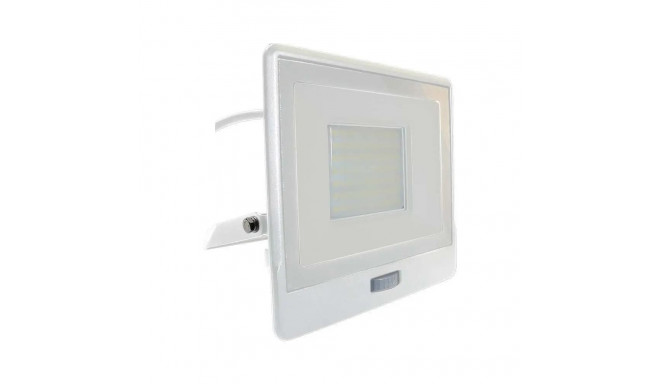 Projektor LED V-TAC 50W SAMSUNG CHIP Czujnik Ruchu Biały Przewód 1M VT-158S-1 4000K 4000lm 5 Lat Gwa