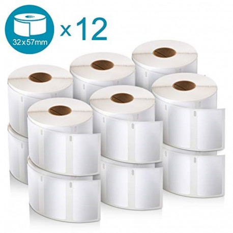 DYMO Authentic LabelWriter Multi-Purpose Labels | 32mm x 57mm | 12 Rolls of 1,000 Easy-Peel Labels (