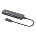 Manhattan 4-Port USB 3.0 Type-C Hub USB-C Male to Four USB-A Females, 5 Gbps SuperSpeed USB (USB 3.2