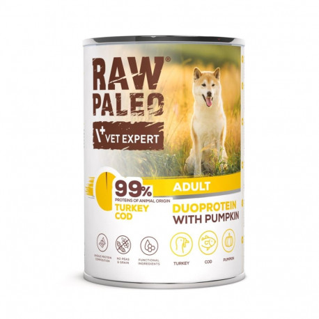 VETEXPERT koera märgtoit Raw Paleo Duoprotein täiskasvanud koertele kalkuni ja tursaga 400g
