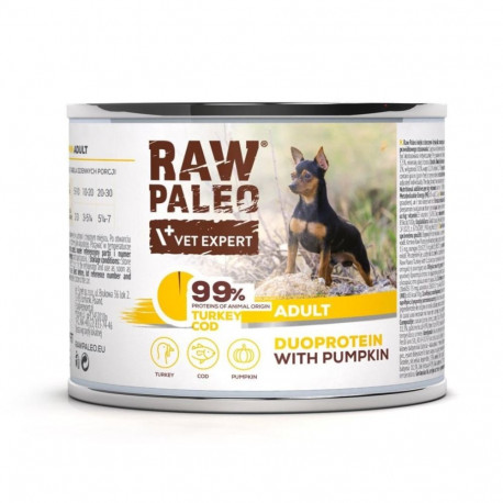 VETEXPERT koera märgtoit Raw Paleo Duoprotein täiskasvanud koertele kalkuni ja tursaga 200g