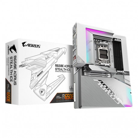 GIGABYTE B650E AORUS STEALTH ICE Motherboard - AMD Ryzen 9000 Series CPUs, 12+2+2 Phases VRM, up to 
