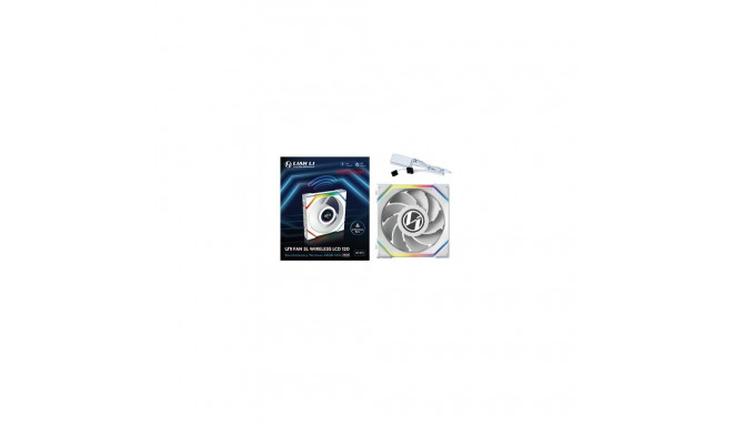 Lian Li UNI FAN SL juhtmevaba LCD-ventilaator, ARGB, PWM – pööratavate labadega, 120 mm, valge