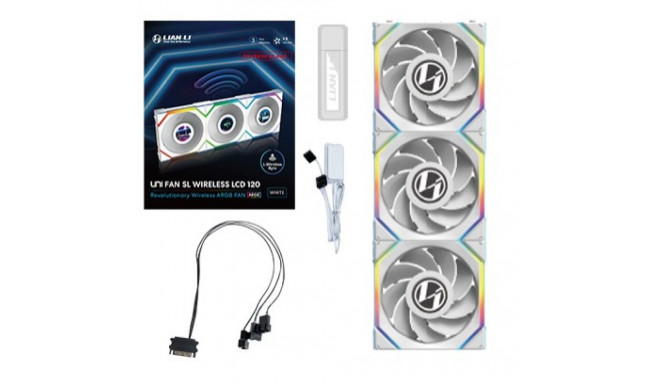 Lian Li UNI FAN SL juhtmevabad LCD-ventilaatorid, ARGB, PWM, 3 tk koos juhtpuldi ja vastupidise laba
