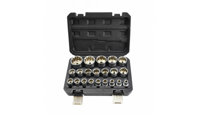 AW SPLINE SOCKET SET 21pcs. 12-ANGLE. 1/2" 8-36mm BLACK LINE
