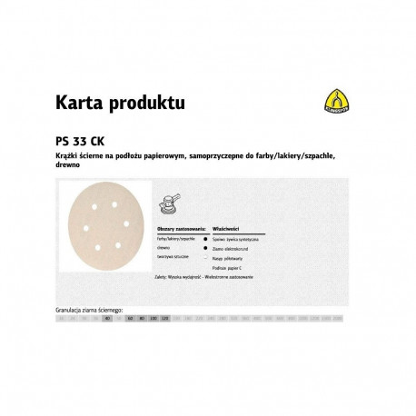 KLINGSPOR KRĄŻEK 150 PS33CK gr. 60 OTW.GLS3/100 szt. SZPACHLA