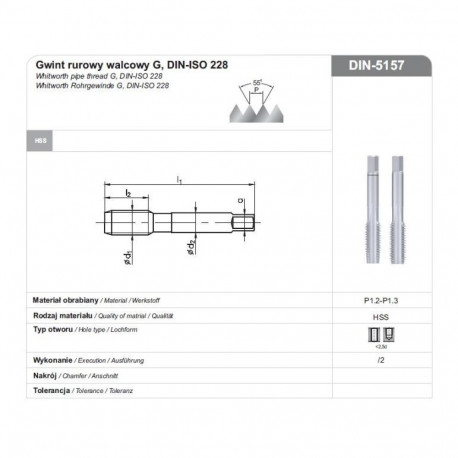 Keermetapp G 1/2" NGRA/2 DIN-5157 HSS