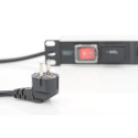 Digitus aluminum outlet strip with switch, 7 safety outlets, 2 m supply with surge protection