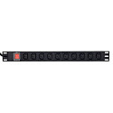 Gembird Power Distribution Unit PDU 10pcs C13 Sockets 1U 16A C19 Plug 2m Cable