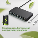 Extralink PoE Lüliti CERES 8x 100Mb/s PoE/PoE+, 2x RJ45 Uplink 100Mb/s, 96W