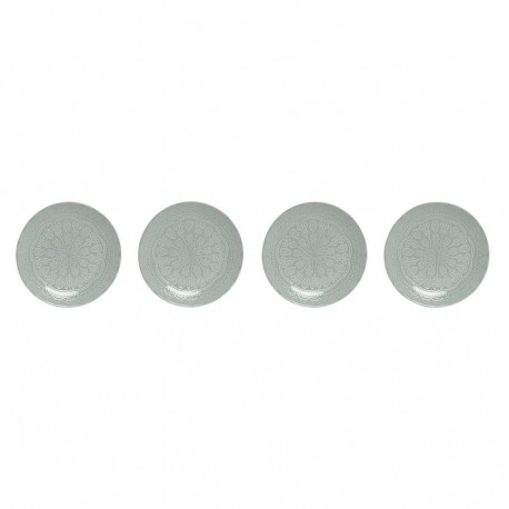 Plate set Home ESPRIT Green Stoneware Mandala Arab 27 x 27 x 2,5 cm