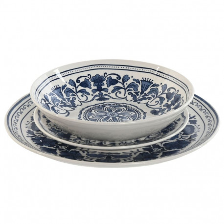 Lauanõud Home ESPRIT Sinine Valge Portselan Araablane 27 x 27 x 2 cm 18 Tükid, osad