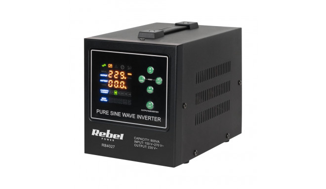 Varutoiteallikas Rebel POWER-800-LFP4 - puhta siinuslainega inverter ja laadimisfunktsiooniga 12V 23